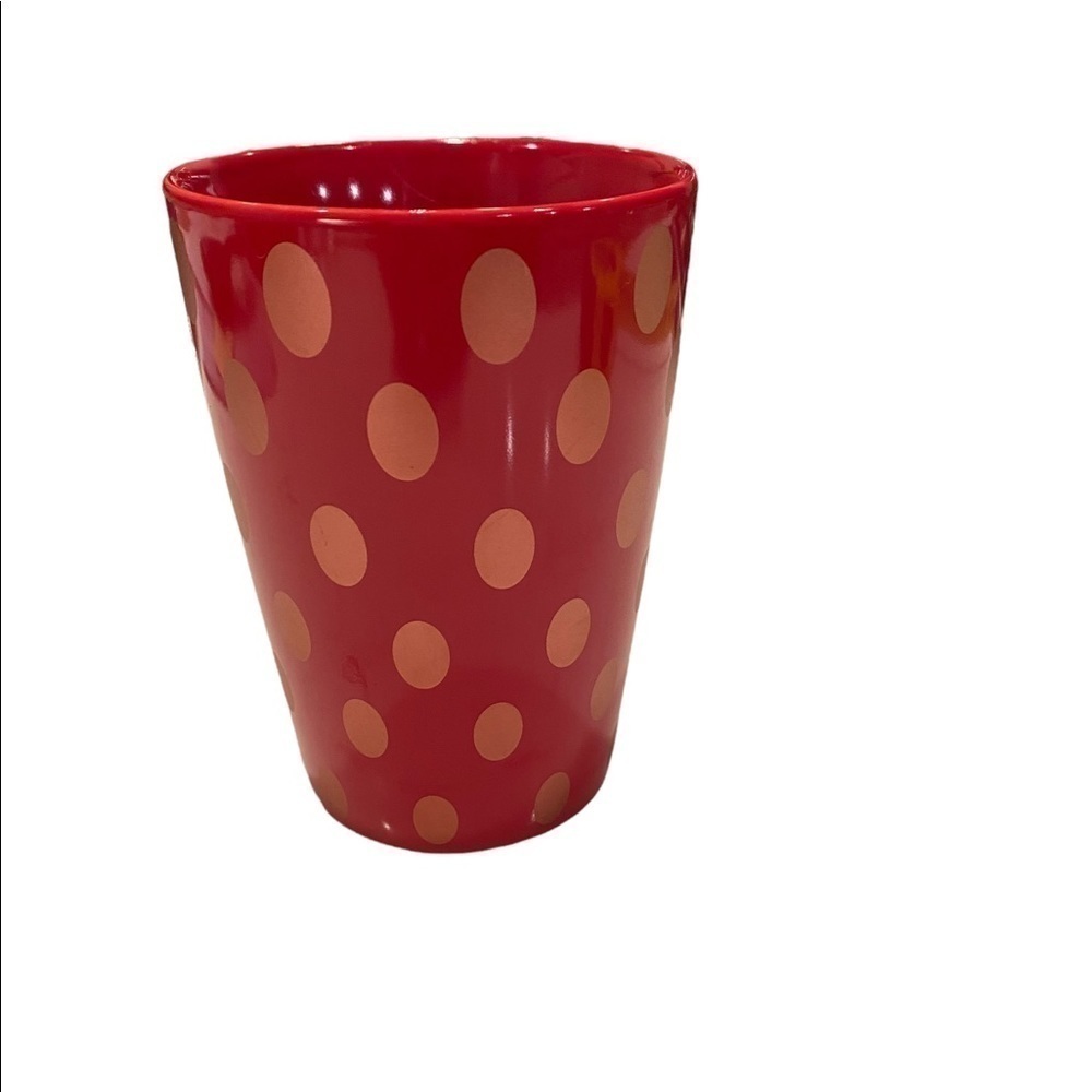 STARBUCKS 2005 16 oz Red with Gold Oval Polka Dots Coffee Mug Cup - Picture 4 of 8